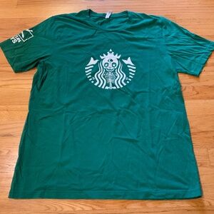 Martian Toys x RxSeven Starbucks Logo Short Sleeve T-Shirt XL Green